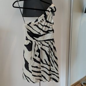 Tibi One Shoulder Animal Print Cocktail Dress